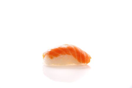 Salmon sushi japanese food isolated in white backgroundの写真素材