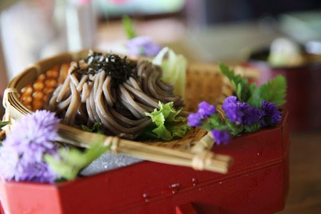 Soba noodle , Cold soba noodle japanese sauce , Japanese foodの写真素材