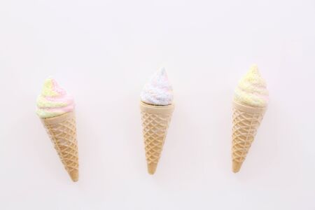 Mini ice cream cone candy isolated in white background