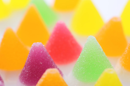 Colorful jelly candy isolated in white backgroundの写真素材