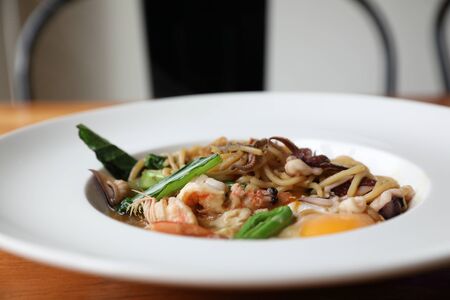 Fried noodle with soy sauce , hokkien mee Asian foodの写真素材