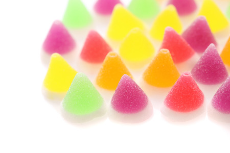 Colorful jelly candy isolated in white backgroundの写真素材