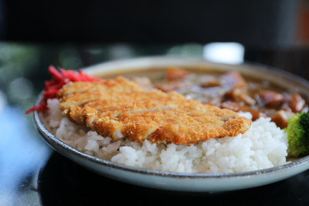 Curry rice with fired pork japanese foodの写真素材