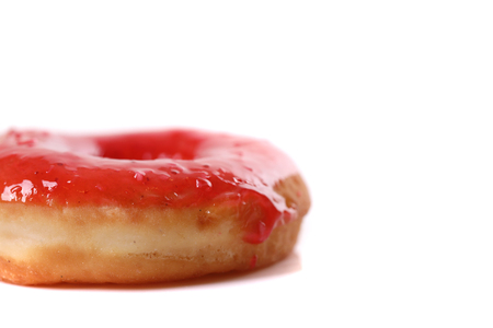 Strawberry Donut isolated on white backgroundの写真素材