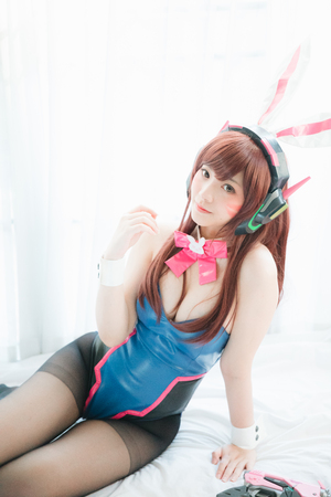 Japan anime cosplay , portrait of girl cosplay in white room backgroundの写真素材