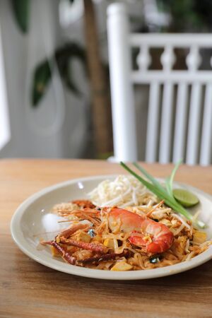 pad thai , Stir fry noodles and shrimp in thai style thai traditional foodの写真素材