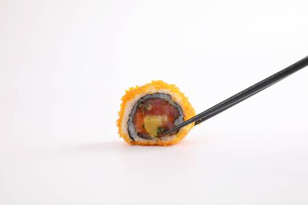 California roll isolated in white backgroundの写真素材