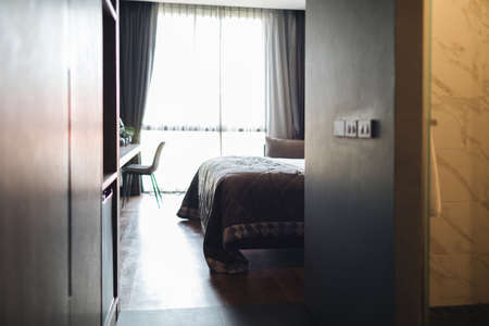 black and grey modern bedroom interior