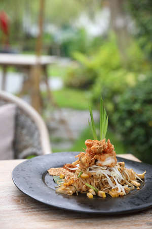 Thai food pad thai local food fried noodle with shrimpの写真素材