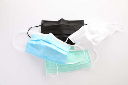 Used mask isolated in white backgroundの写真素材