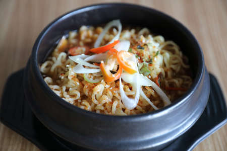 instant noodle Korean style Ramyeon traditional korean food noodle potの写真素材