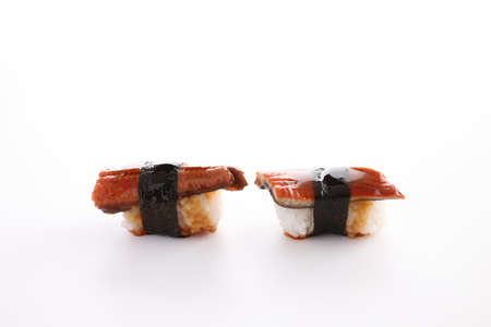 eel sushi eel nigiri sushi japanese food isolated in white backgroundの写真素材