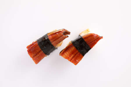eel sushi eel nigiri sushi japanese food isolated in white backgroundの写真素材