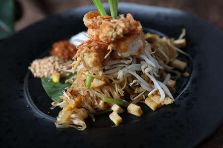 Thai food pad thai local food fried noodle with shrimpの写真素材
