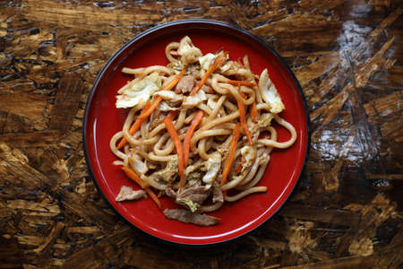 Japanese food fried noodles Yakisobaの写真素材