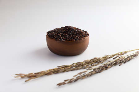 Raw organic riceberry rice in close up