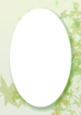 oval frame with green floral motiveの写真素材
