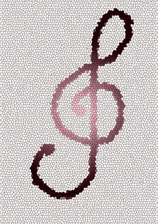 abstract background with mosaic violin clefの写真素材