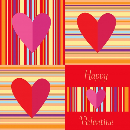 valentine card with color paper hearts and linesのイラスト素材