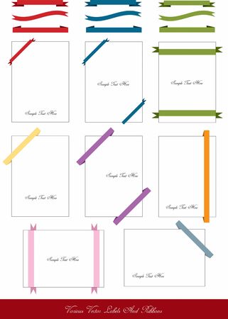set of page layouts with decorative ribbonsのイラスト素材