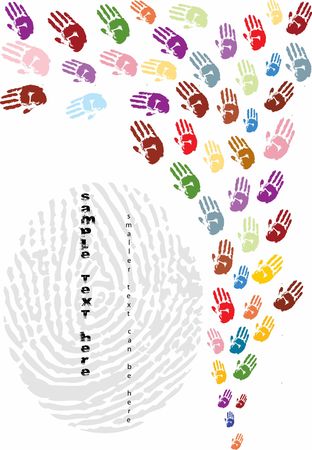 page layout with hand printsのイラスト素材