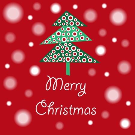 color vector christmas card with tree and snow flakesのイラスト素材