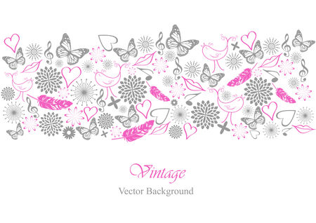 romantic vintage elements borderのイラスト素材