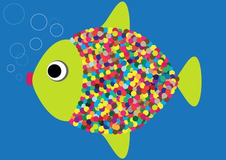 funny cartoon fish illustrationのイラスト素材