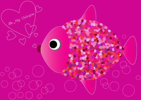 romantic pink fishのイラスト素材