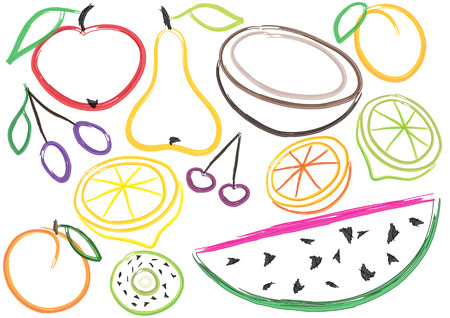 fruits cuts collectionのイラスト素材
