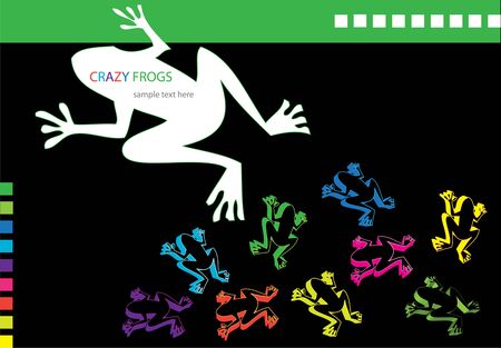 colorful crazy frogs silhouettesのイラスト素材