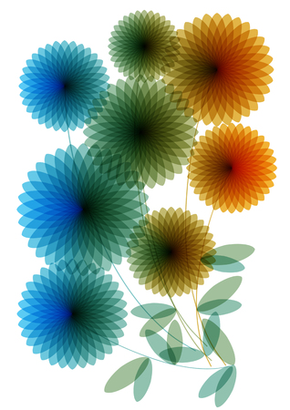 Color vector silhouettes of flowers isolated on white backgroundのイラスト素材