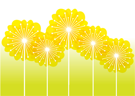 Vector yellow dandelions backgroundのイラスト素材