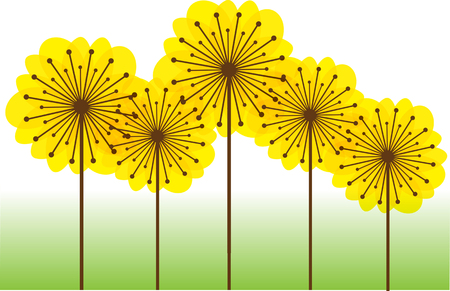Beautiful vector blooming dandelions illustrationのイラスト素材