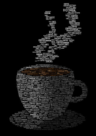 Coffee cup silhouette, vector illustration of wordsのイラスト素材