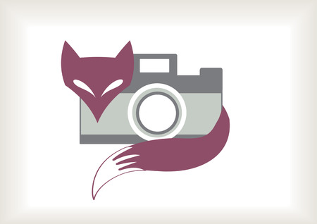 retro vector fox with cameraのイラスト素材