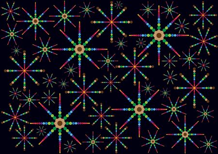 color vector polka dots stars isolated on black backgroundのイラスト素材