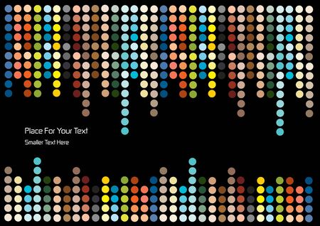 color vector polka dots isolated on black backgroundのイラスト素材