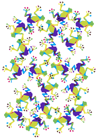 bright mosaic tiles frogs silhouettesのイラスト素材