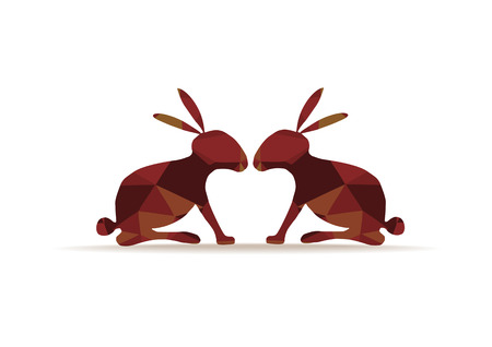 Illustration for two vector origami paper rabbits - Royalty Free Image