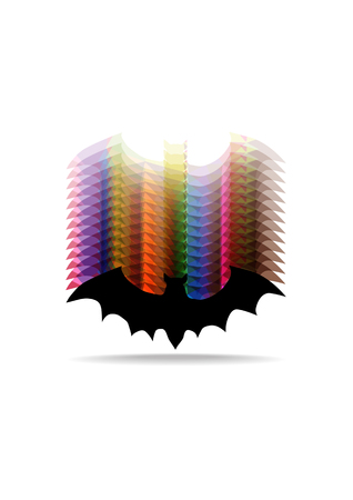 bright flying bat silhouette isolated on white backgroundのイラスト素材