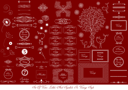 set of vintage vector elementsのイラスト素材