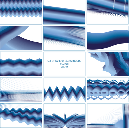 set ob blue blend waves and lines backgroundsのイラスト素材