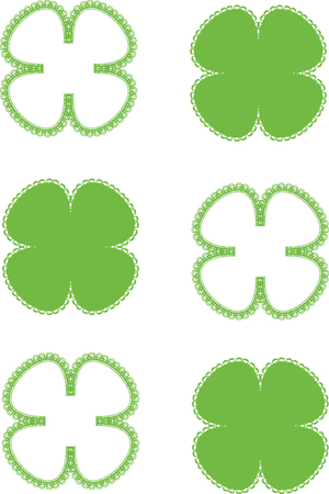 green quatrefoils isolated on white backgroundのイラスト素材