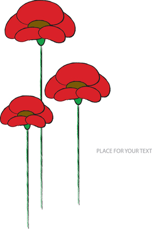 red poppy flowers vector illustrationのイラスト素材