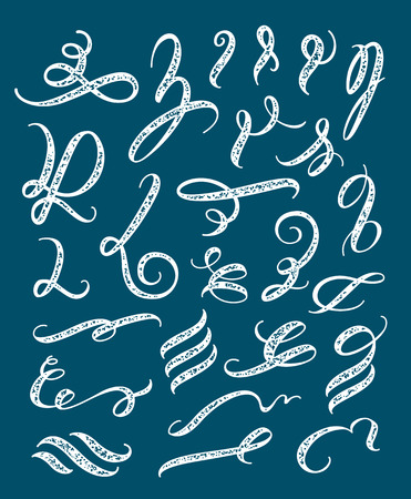 Set of calligraphy design elements vector. Hand written brush. Rustic texture.のイラスト素材