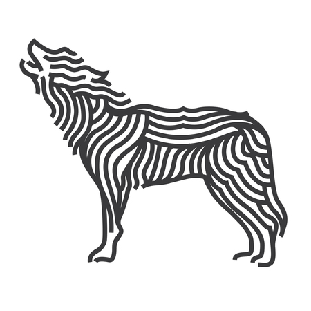 Wolf symbol art style.Line vector illustrate.のイラスト素材