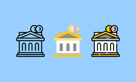 bank icon set for decoration, website, web, presentation, printing, banner, logo, poster design, etc.のイラスト素材