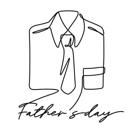 Happy father's day gift tie and shirt line art vector illustration. One line drawing and continuous styleのイラスト素材