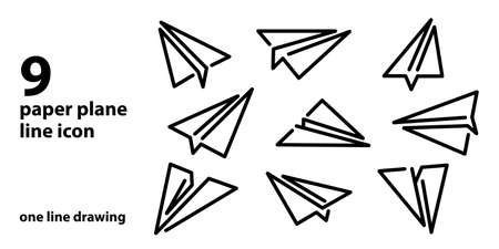 one line drawing of paper plane icon set vector illustration. outline icon setのイラスト素材